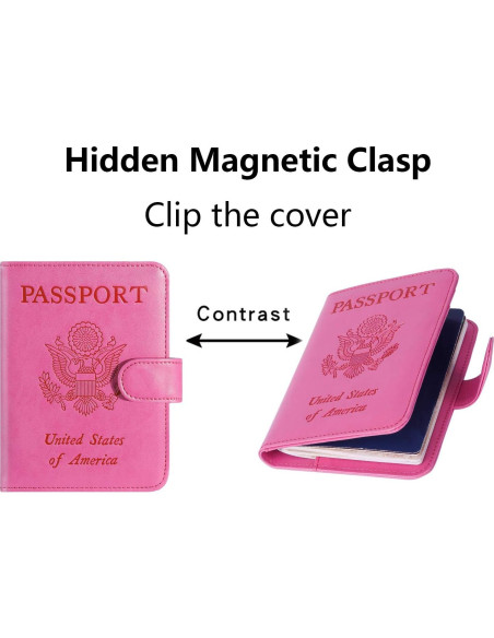 Funda de Pasaporte PASCACOO Rosa con Bloqueo RFID y Tarjetero Funda de Pasaporte PASCACOO Rosa con Bloqueo RFID y Tarjetero