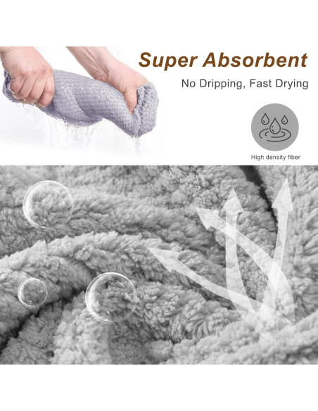 Toalla de Microfibra para el Cabello Kldnkig - Paquete de 3 Gris 25x65 cm Toalla de Microfibra para el Cabello Kldnkig - Paquete de 3 Gris 25x65 cm