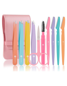 Set de 10 Pinzas de Precisión KINGMAS para Cejas y Vello Facial