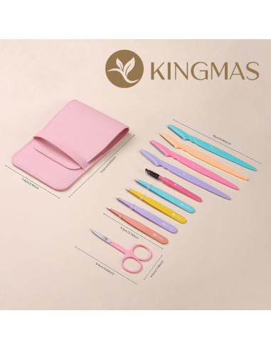 Set de 10 Pinzas de Precisión KINGMAS para Cejas y Vello Facial
