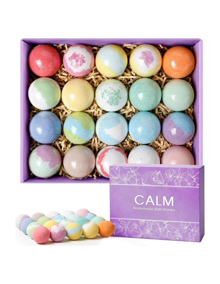 Juego de 20 Bombas de Baño CalmNFiz con Fragancias Naturales Juego de 20 Bombas de Baño CalmNFiz con Fragancias Naturales
