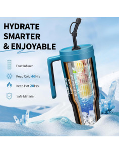 Botella de Agua Infusora VICKNIY 40oz Acero Inoxidable Aislada 2