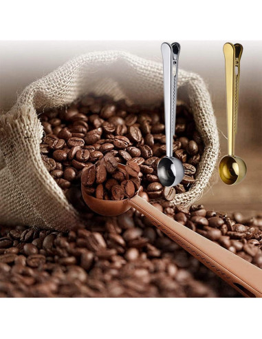 Cuchara de Café con Clip AISIBO - 2 Piezas Acero Inoxidable