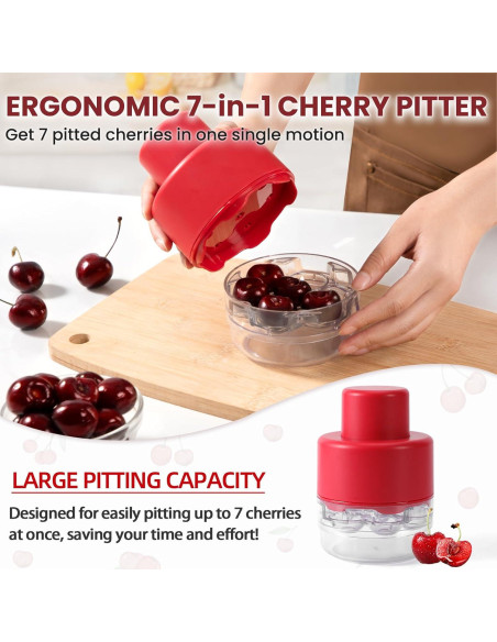 Deshuesador de Cerezas 7 en 1 SCHVUBENR Rojo - Ergonómico y Eficiente Deshuesador de Cerezas 7 en 1 SCHVUBENR Rojo - Ergonómico y Eficiente