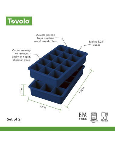 Molde de Hielo de Silicona Tovolo Set de 2 15 Cubos 3.18 cm