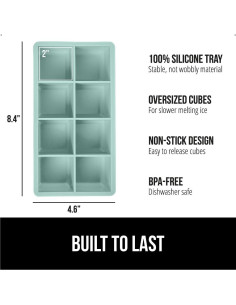 Bandeja de Hielo de Silicona GORILLA GRIP 2 Piezas 8 Cubos 5cm 2