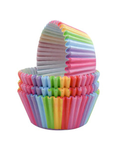 Paquete de 100 forros para cupcakes arcoíris Yuntop - 7 cm