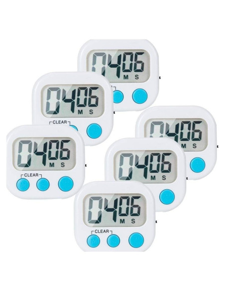Paquete de 6 Temporizadores Digitales de Cocina LinkDm - Blanco Paquete de 6 Temporizadores Digitales de Cocina LinkDm - Blanco