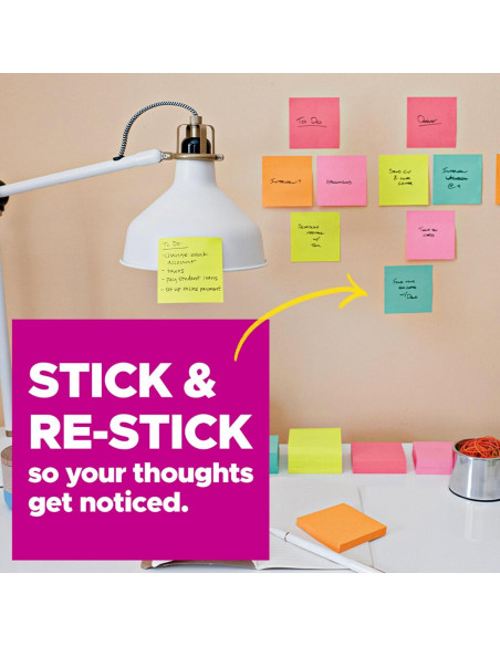 Notas Post-it Súper Adhesivas 7.6x7.6 cm 15 Bloc Multicolor Notas Post-it Súper Adhesivas 7.6x7.6 cm 15 Bloc Multicolor
