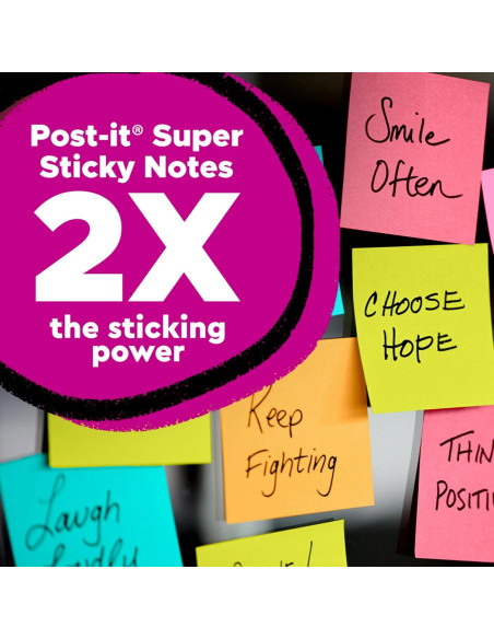 Notas Post-it Super Sticky 3x3" 24 blocs colores brillantes Notas Post-it Super Sticky 3x3" 24 blocs colores brillantes