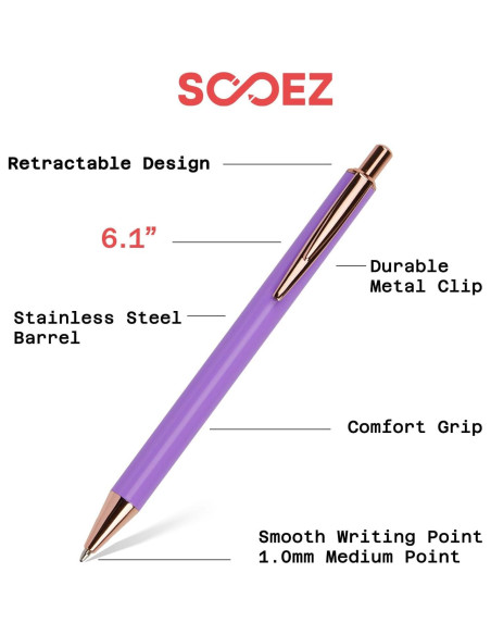 Bolígrafos de Lujo Sooetz, 4 Pcs, Acero Inoxidable, Tinta Negra 1.0mm Bolígrafos de Lujo Sooetz, 4 Pcs, Acero Inoxidable, Tinta Negra 1.0mm