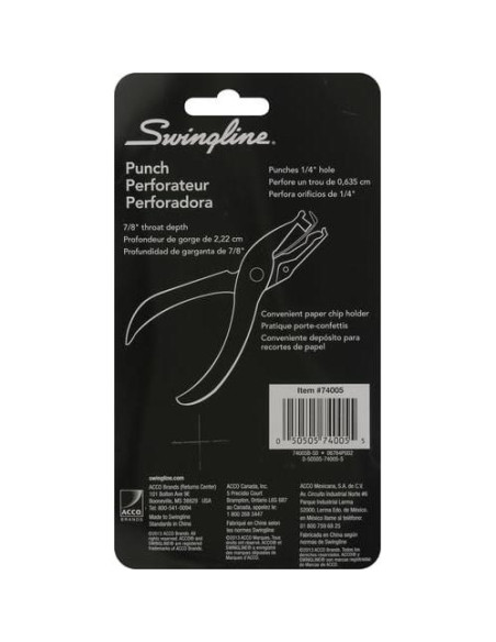 Perforadora de Papel Swingline Cromo 1 Agujero 5 Hojas Perforadora de Papel Swingline Cromo 1 Agujero 5 Hojas