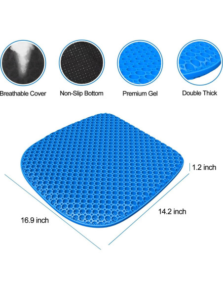 Cojín de Gel TONINT Grande Transpirable 43x38 cm Azul Cojín de Gel TONINT Grande Transpirable 43x38 cm Azul