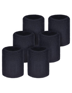 Muñequera Deportiva Absorbente Willbond 6 Pcs Negro 8x8 cm