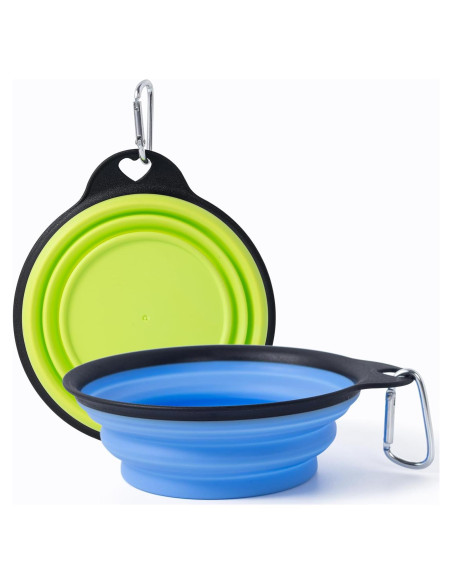 Cuencos Plegables para Perros SLSON 2Pack 380ml Verde y Azul Cuencos Plegables para Perros SLSON 2Pack 380ml Verde y Azul