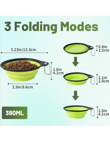 Cuencos Plegables para Perros SLSON 2Pack 380ml Verde y Azul