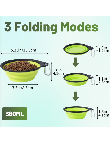 Cuencos Plegables para Perros SLSON 2Pack 380ml Verde y Azul Cuencos Plegables para Perros SLSON 2Pack 380ml Verde y Azul