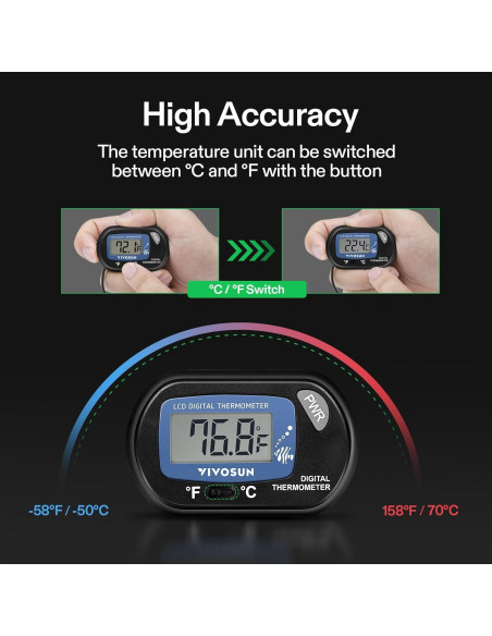 Termómetro Digital LCD VIVOSUN para Acuario 1 Pack - Precisión Alta Termómetro Digital LCD VIVOSUN para Acuario 1 Pack - Precisión Alta