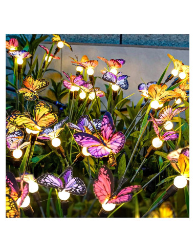 Luces de Jardín Solar TONULAX - Mariposas Móviles 2 Paquete