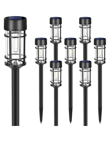 Luces de Camino Solares Mancra, 8 LED Impermeables 3000K Luces de Camino Solares Mancra, 8 LED Impermeables 3000K