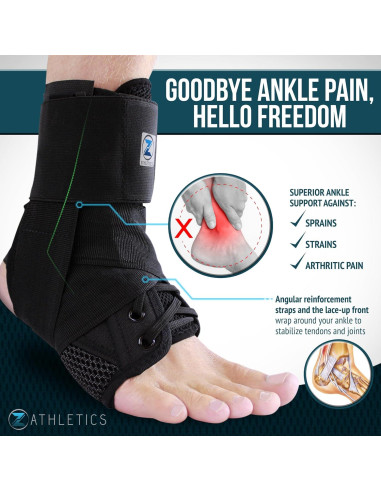 Soporte para Tobillo Z Athletics Ajustable Negro - Recuperación Lesiones