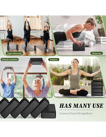 20 Bloques de Espuma EVA para Yoga Yilloog Antideslizantes 20 Bloques de Espuma EVA para Yoga Yilloog Antideslizantes
