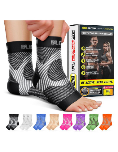 Calcetines de compresión Blitzu para tobillo y pie negro L-XL