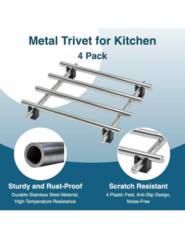 Soporte de Acero Inoxidable JEEATCN para Platos Calientes - 4 Pcs