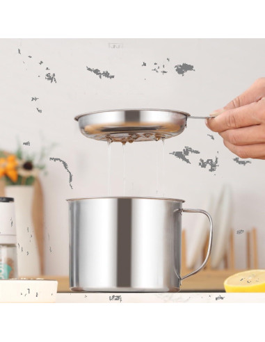 Contenedor de Grasa YYJINGYOU 1.3L Acero Inoxidable con Colador