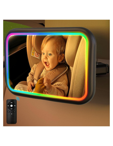 Espejo de Coche para Bebé Fosucwin BBJ-08 con Luz RGB Espejo de Coche para Bebé Fosucwin BBJ-08 con Luz RGB