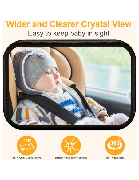 Espejo de Coche para Bebé YOVKOK - Convexo, 360 Ajustable Espejo de Coche para Bebé YOVKOK - Convexo, 360 Ajustable
