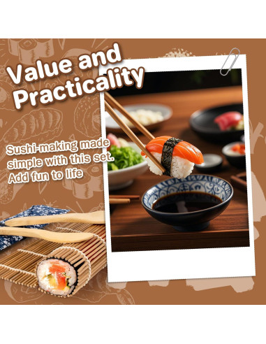 Kit de Hacer Sushi MAQIHAN - 13 Piezas con Esteras de Bambú