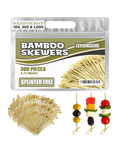300 Palillos de Bambú Verde 12 cm para Cócteles y Aperitivos