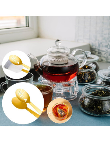 Pinzas de Acero Inoxidable Doradas para Exprimir Té - 2 Pcs