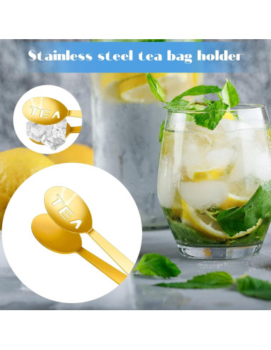Pinzas de Acero Inoxidable Doradas para Exprimir Té - 2 Pcs