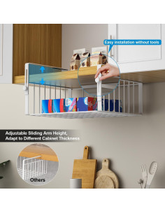 Organizador Bajo Estante AmonHouseware 2 Pack Blanco Ajustable 2