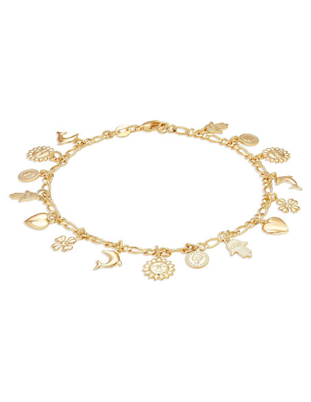 Tobillo con Encanto Chapado en Oro 18K Barzel 25.4 cm Tobillo con Encanto Chapado en Oro 18K Barzel 25.4 cm