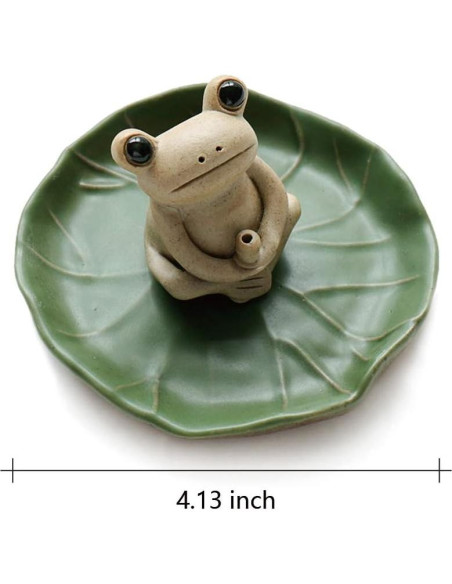 Soporte de Incienso Cerámica NAGU Sapo Hoja de Loto 7x5 cm Soporte de Incienso Cerámica NAGU Sapo Hoja de Loto 7x5 cm