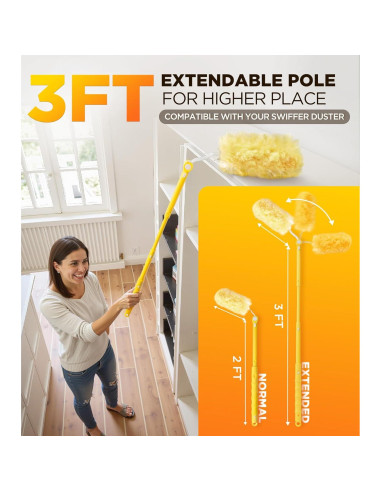 Kit de Plumero Extensible REKOPI 3 pies y 30 Recargas Microfibra