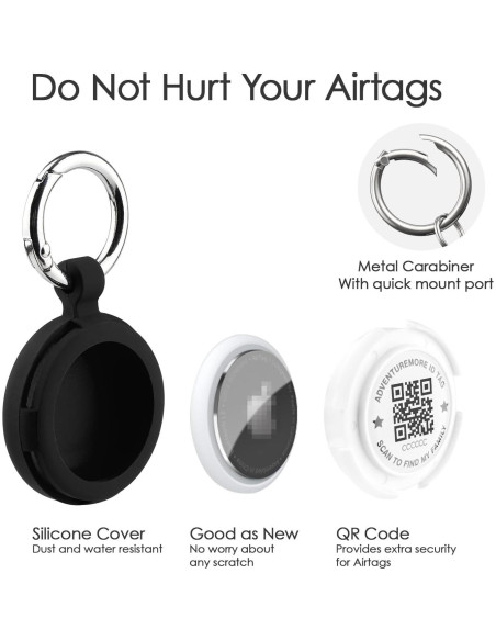 Soporte para Airtags ADVENTUREMORE Negro a Prueba de Agua Soporte para Airtags ADVENTUREMORE Negro a Prueba de Agua