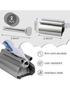 Exprimidor de Pasta de Dientes LOVEINUSA 2PCS Acero Inoxidable 2