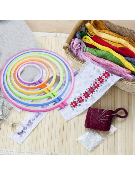 Juego de Aros de Bordado Caydo 6 Piezas 8.6 a 26 cm Multicolor