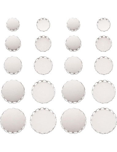 150 Tazas de Bezel Redondas Acero Inoxidable Craftdady 10-20mm