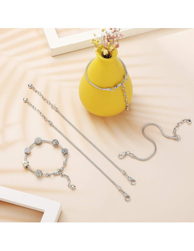 Hicarer 20 Pcs Pulsera de Cadena de Acero Inoxidable DIY Plata