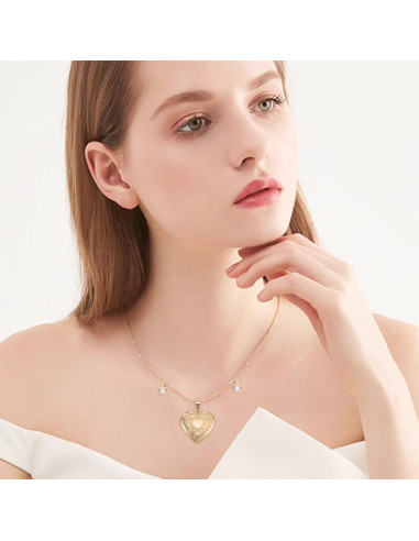 Beebeecraft Encantos Corazón Locket 18K Oro 4Pcs DIY Joyería
