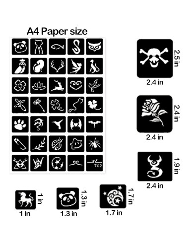 761 Plantillas de Tatuajes Temporales ChurlChurl - 20 Hojas A4