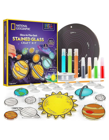 Kit de Manualidades de Vidrio Templado National Geographic - Sistema Solar Brillante