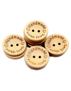 50 Botones de Madera Redondos 25mm Galepromot DIY Hecho a Mano