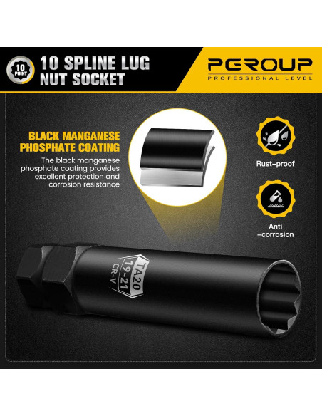 Llave de Tuerca 10 Splines pgroup TA20-19/21 Doble Hexágono 19mm 21mm Llave de Tuerca 10 Splines pgroup TA20-19/21 Doble Hexágono 19mm 21mm