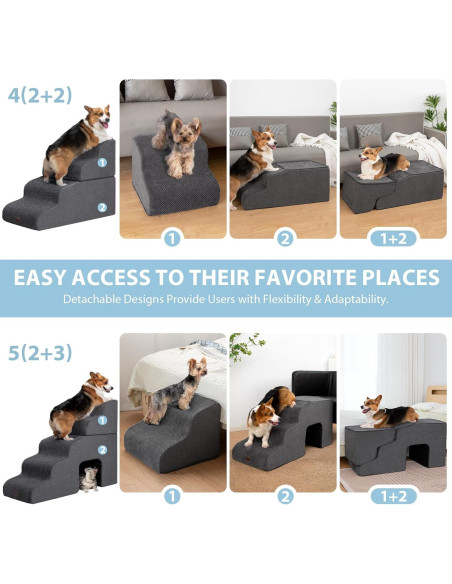 Escalera para Perros Garnpet 5 Pasos Antideslizante Gris Escalera para Perros Garnpet 5 Pasos Antideslizante Gris